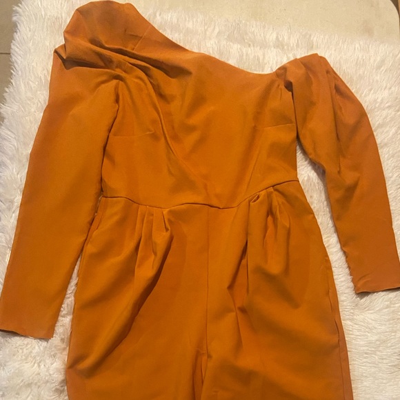 ASOS Fallen One Shoulder Long Sleeve Jumpsuit - Picture 3 of 6